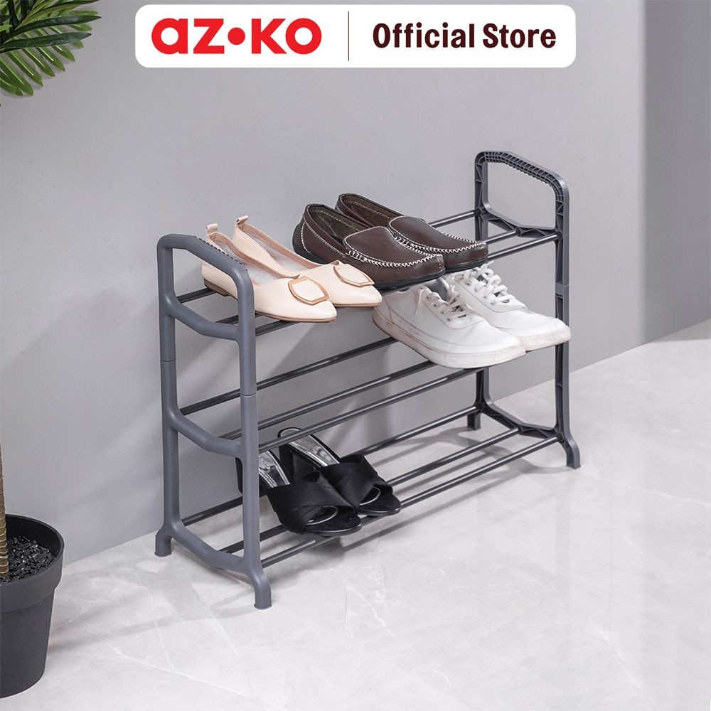 Jual AZKO Stora Rak Sepatu 3 Tingkat - Abu-Abu Shoe Rack Organizer ...
