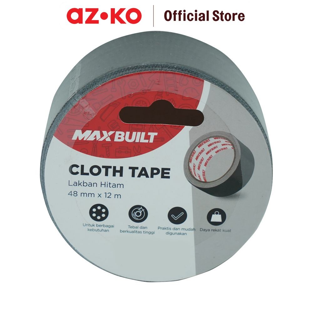 Jual AZKO Maxbuilt Lakban 4,8 cm X 12 mtr - Hitam Cloth Tape Isolasi ...