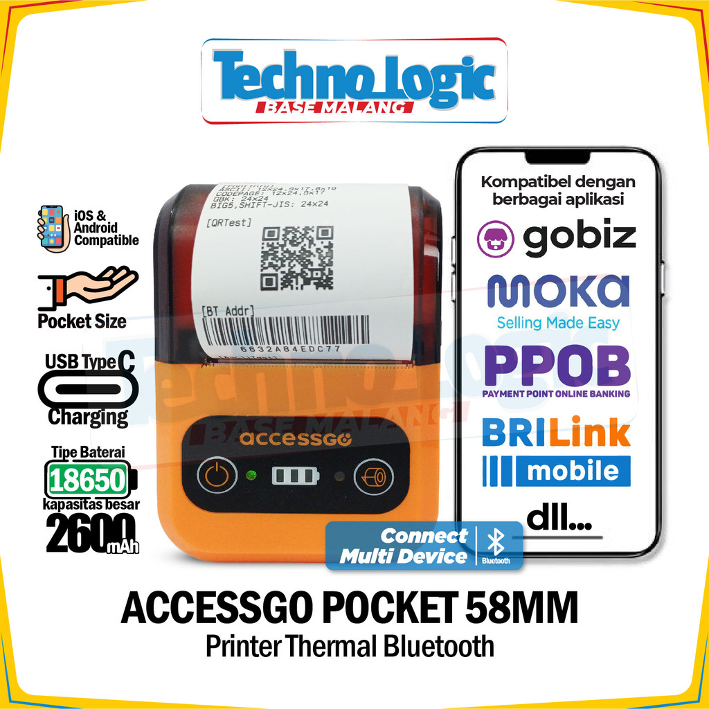 Jual Printer Bluetooth Printer Resi PT280 Pocket Portable Thermal Size ...