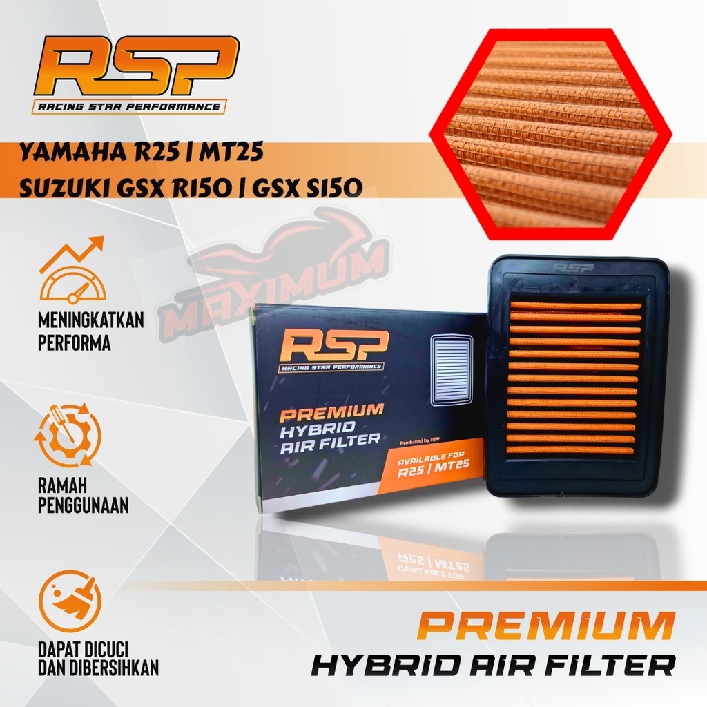 Jual FILTER UDARA MOTOR RSP PREMIUM YAMAHA R25 / MT25 - GSX R150 | GSX ...