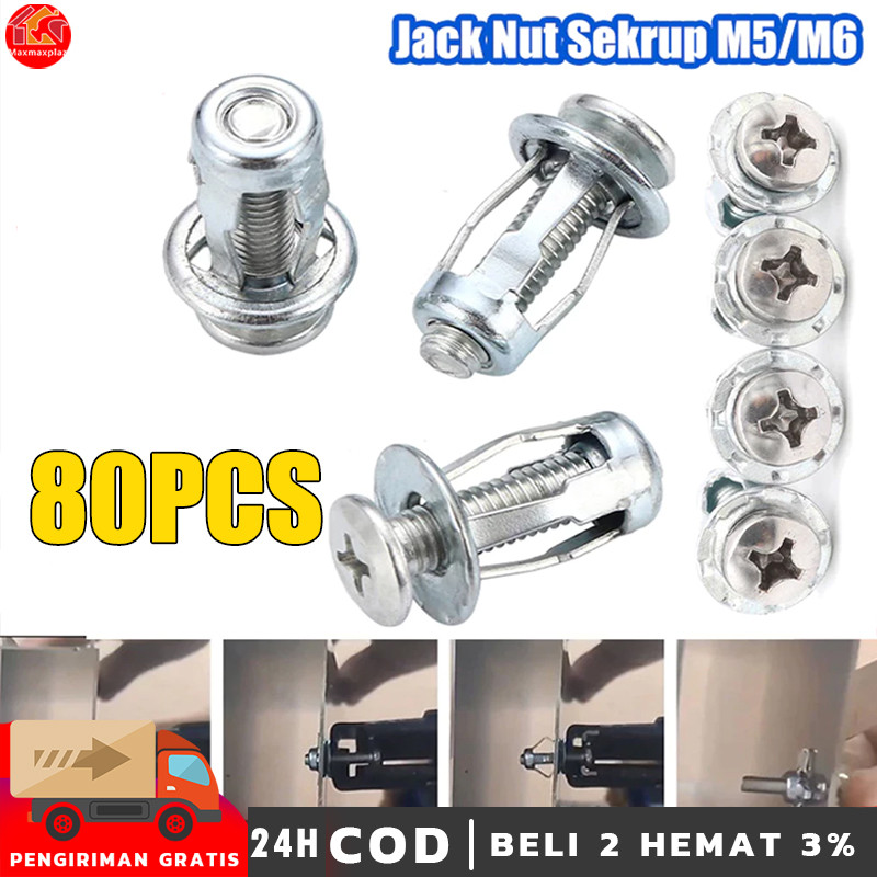 Jual 80PCS PROMO Rivet Plat Metal Mur Baut Drat Sekrup Fisher M4 M5 M6 ...