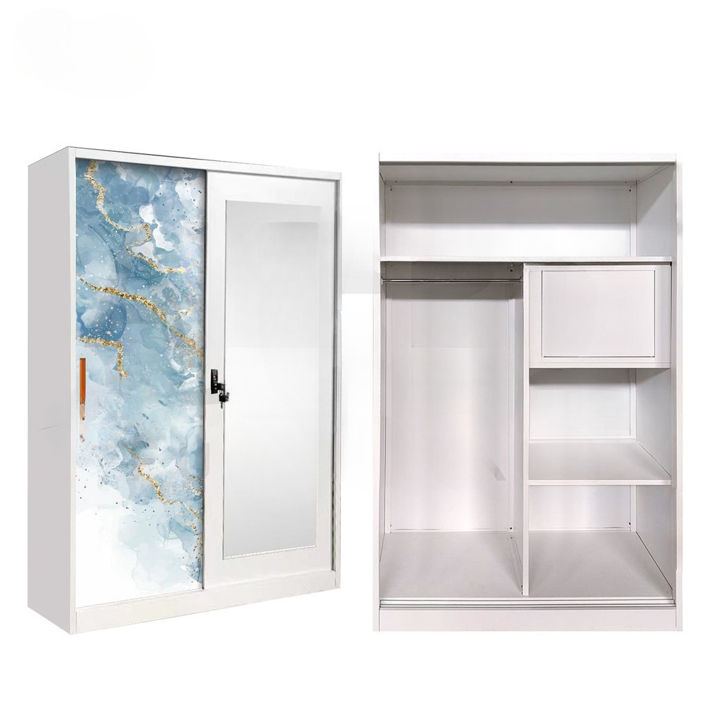 Jual Lemari Pakaian Besi 2 Pintu Sliding Minimalis / Lemar Baju Sliding | Shopee Indonesia