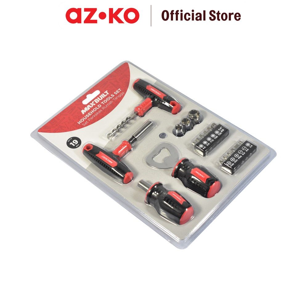Jual AZKO Maxbuilt Set 19 Pcs Toolset Rumah Tangga - Hitam/Merah ...
