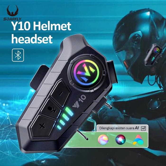Jual Intercom Y10 Headset Bluetooth Headset Helm Bluetooth 5.3 Helm ...