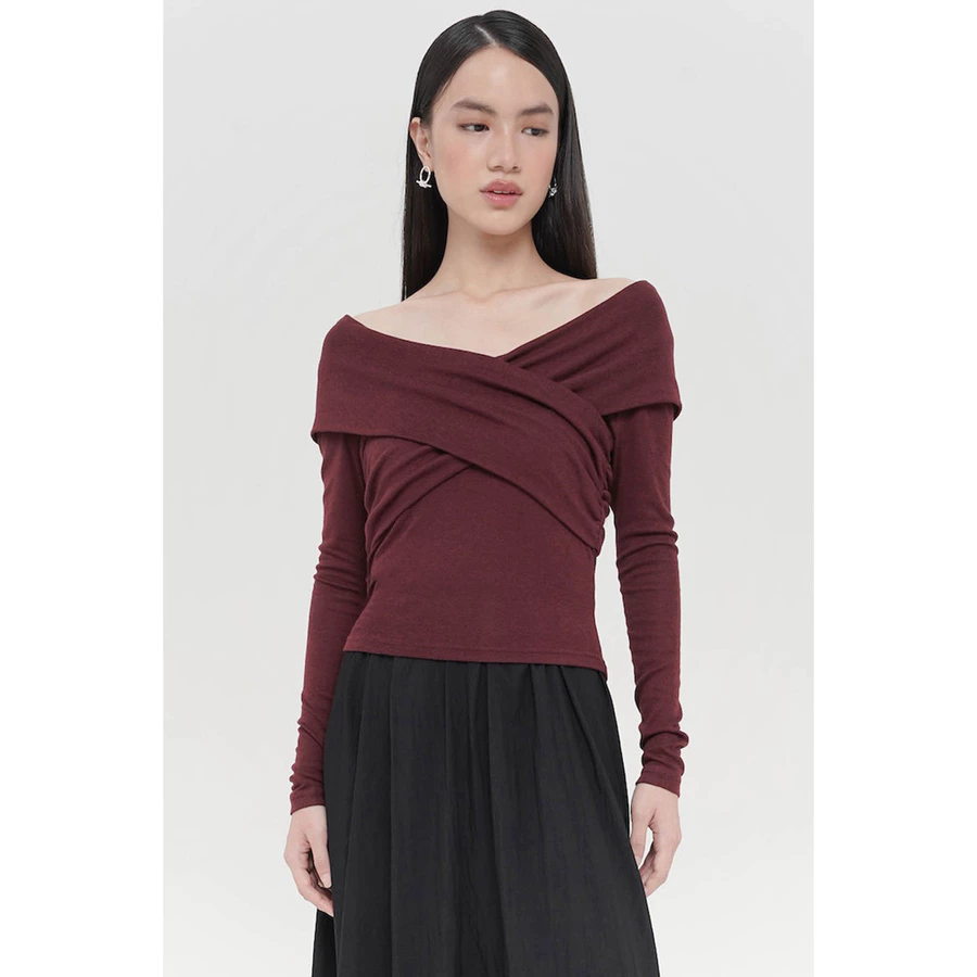  Moen Criss Cross Top In Maroon