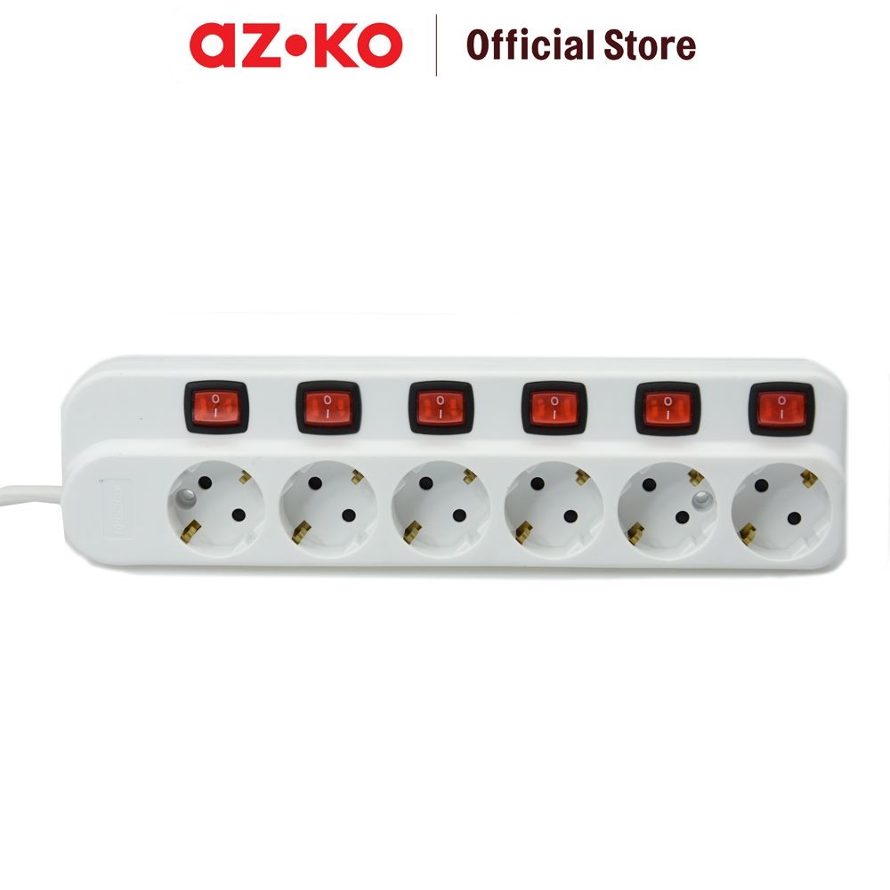 Jual AZKO Krisbow Stop Kontak 6 Socket Dengan Tombol On/Off Kr-4368 ...