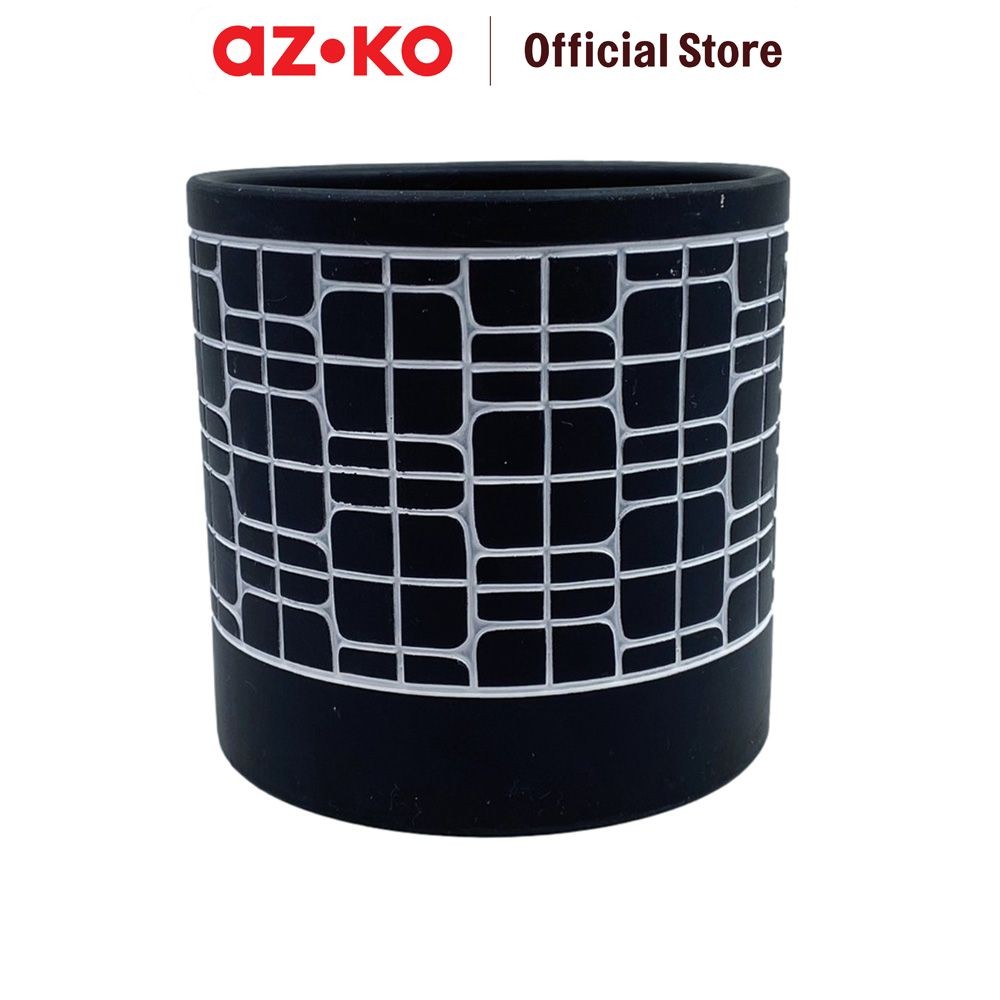 Jual AZKO Arthome 13.5 Cm Pot Tanaman Keramik Grower - Hitam | Shopee ...