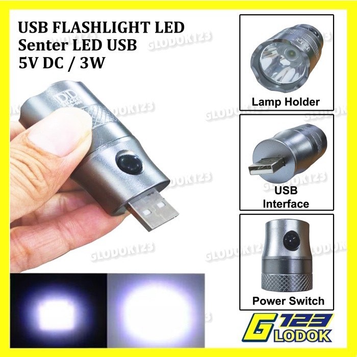 Jual Lampu Senter LED USB Charger Rechargeable Mini Flashlight ...