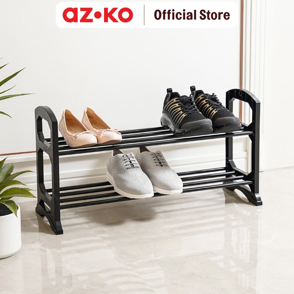Jual AZKO Stora Rak Sepatu Stackable 2 Tingkat - Hitam Shoe Rack Lemari ...