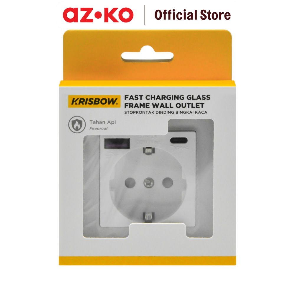Jual AZKO Krisbow Stop Kontak Dinding Glass Frame Wall Socket Electric ...