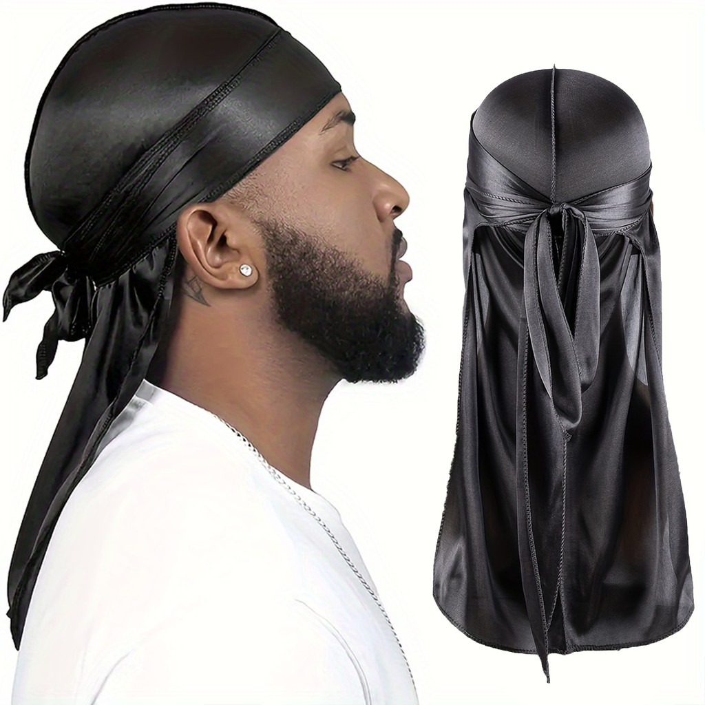 Jual Men's Silk Durag Bonnet Bandana Silky Du Rag Doo Rag Long Tail ...