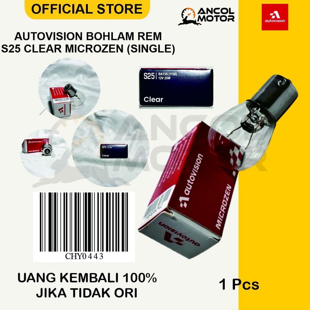 Jual Autovision Bohlam Rem Universal S25 12V 25W Clear Microzen - Lampu ...