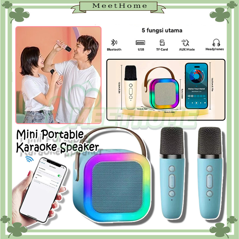 Jual Portable Set Bluetooth Mini Full Bass Speaker Karaoke Bluetooth ...