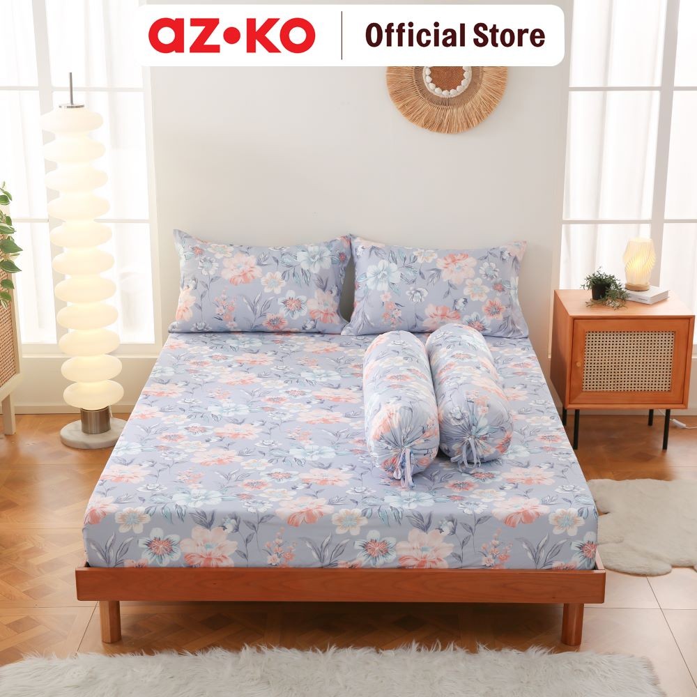 Jual AZKO Sleeplite Set Seprai Microfiber Flower Zoe Sprei Seprai ...