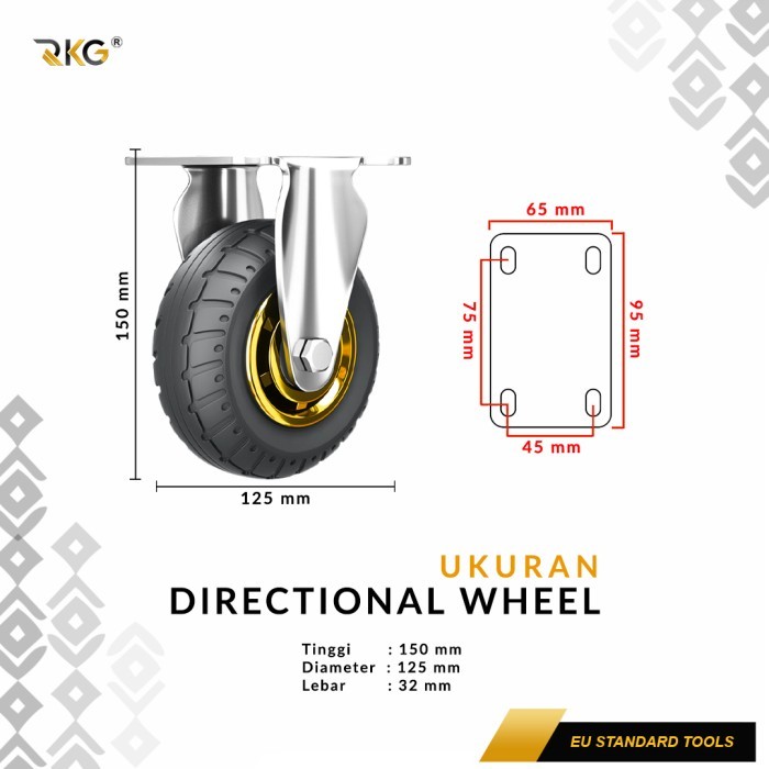 Jual RKG Roda Kastor Karet Troli Heavy Duty Caster Wheel 5 Inch ...