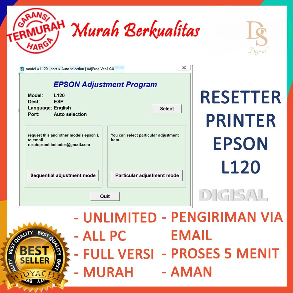 Jual SOFTWARE RESETTER/ RESET / RESETER PRINTER EPSON L120 UNLIMITED ...