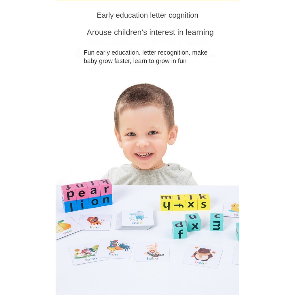 Jual ildren's Wooden Montessori Letters Block Cognitive Pairing Puzzle ...
