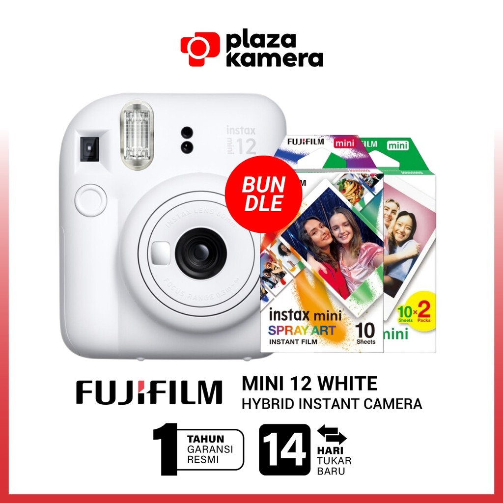 Jual FujiFilm Instax Mini 12 Bundle Paper Film Clay White Fuji Instant ...
