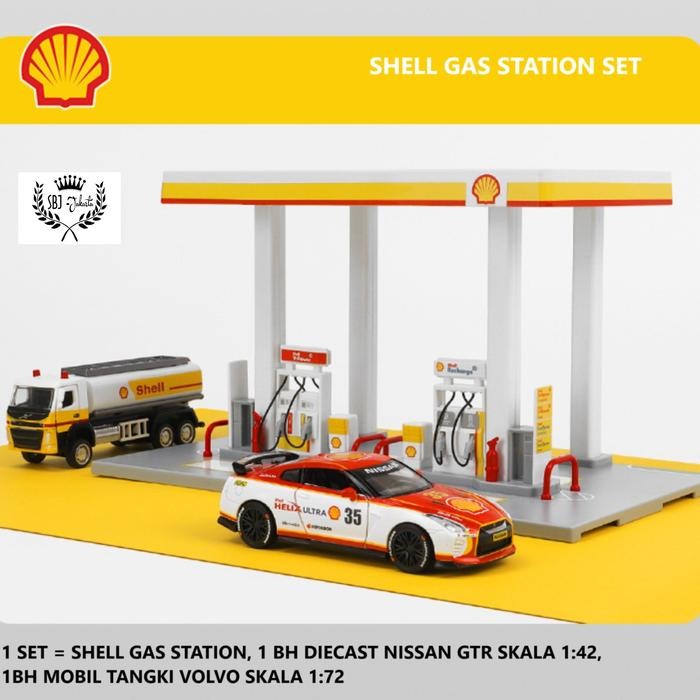 Jual AHHA Diecast diorama nissan GTR DIY Shell Pom Bensin Gas station ...