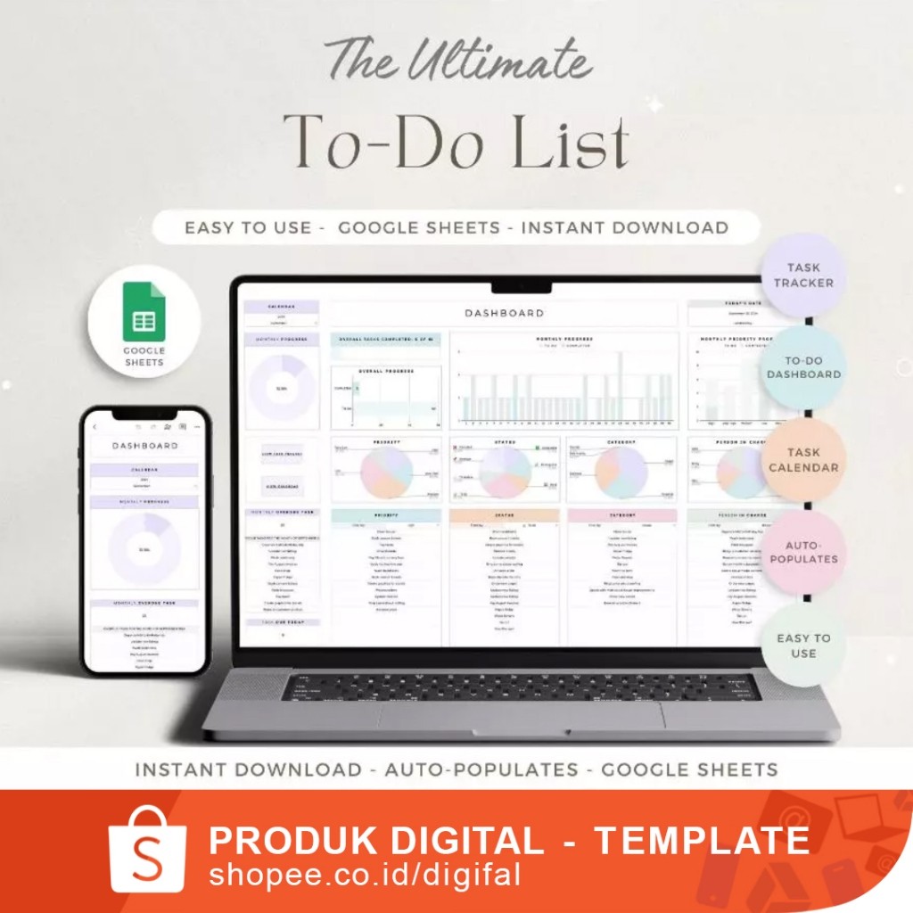 Jual To Do List Template Task Planner Spreadsheet Google Sheets DaIIy ...