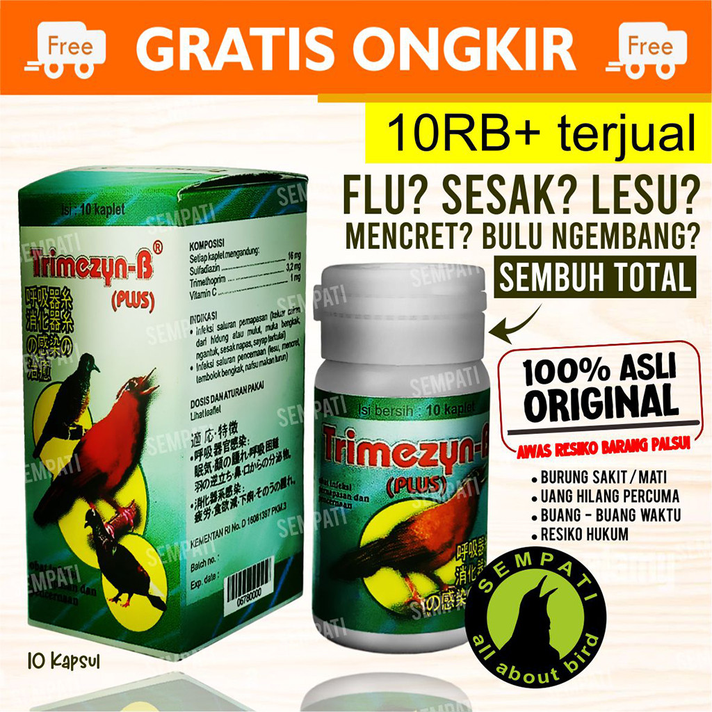 Jual SEMPATI TRIMEZYN - B (PLUS) OBAT BURUNG SAKIT SESAK NAFAS MUKA ...