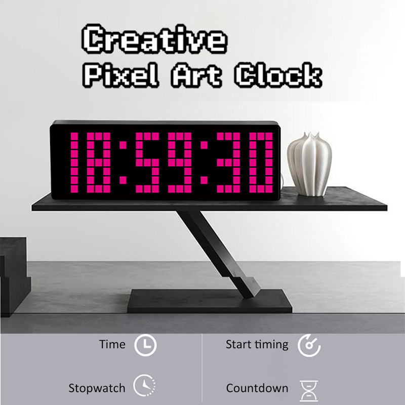 Jual Digital Pixel Clock 13'' Large Screen 12/24h Stopwat Timer ...
