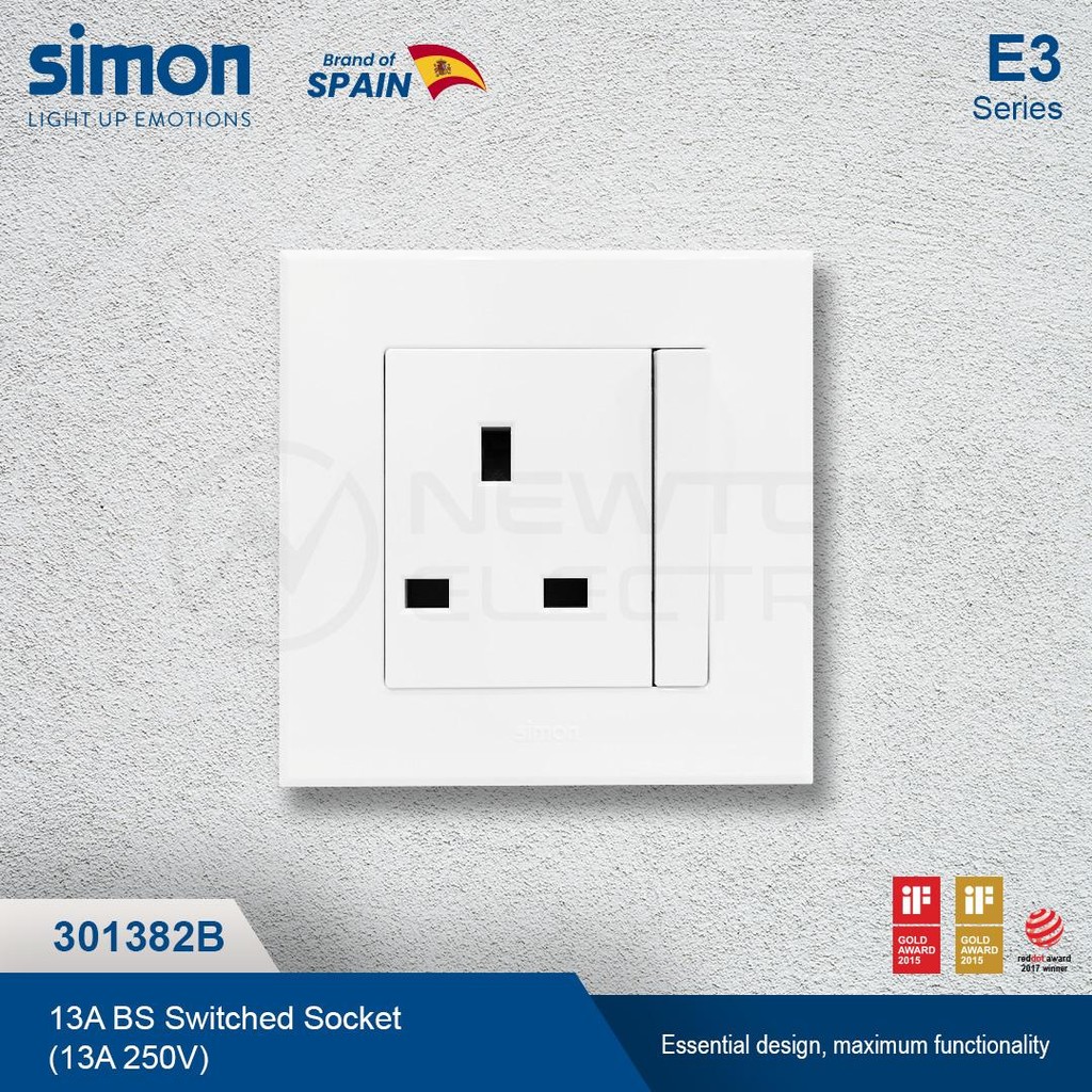 Jual Simon E3 Stop Kontak AC British Socket 13A - White Putih | Shopee ...