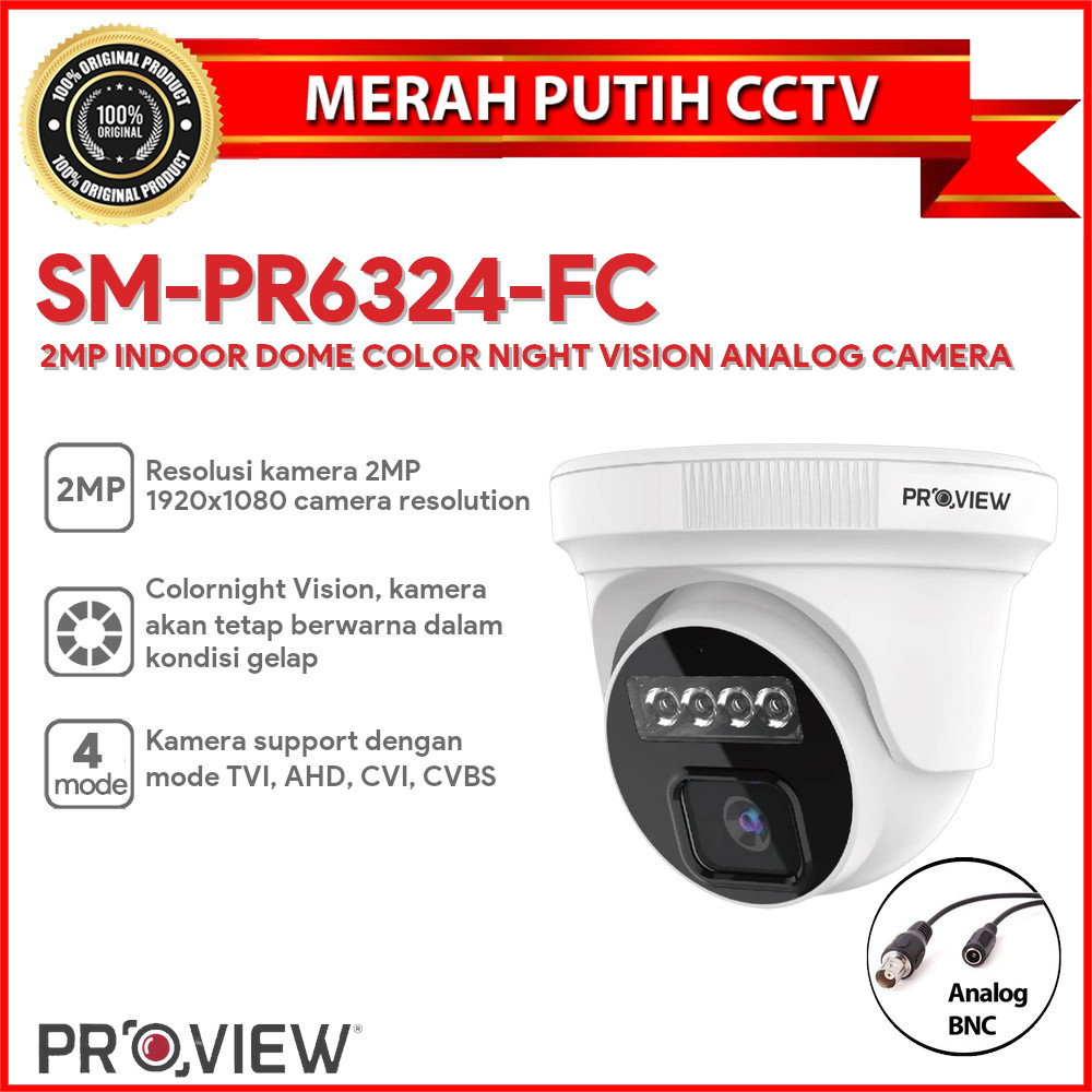 Jual PROVIEW SM-PR6324-FC 2MP INDOOR DOME COLOR NIGHT VISION ANALOG ...