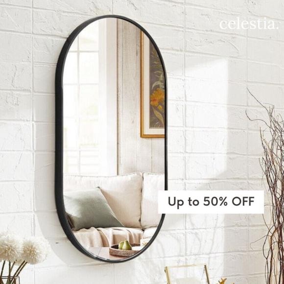 Jual Cermin Dinding Oval Kapsul Frame Aesthetic List Hitam Putih Kayu ...