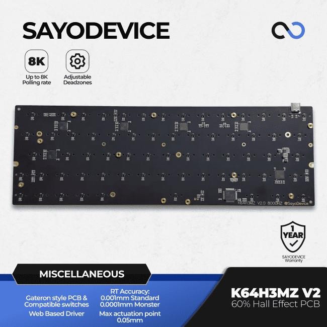 Jual SayoDevice K64H3MZ V2.0-R 8K HE PCB Hall Effect 60% Gaming