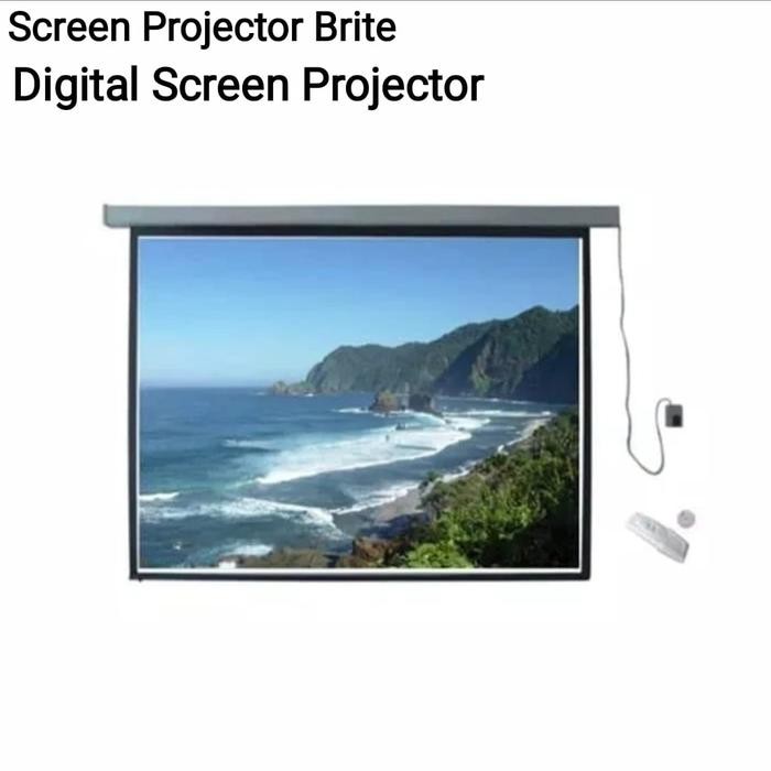 Jual Screen Projector Brite Motorized 96 IN Remot 244 x 244cm MR2424 ...