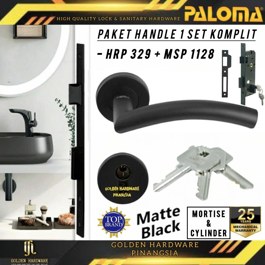 Jual Paket Handle Kunci Tarikan Gagang Pintu Rumah Lock Set Hitam Black ...