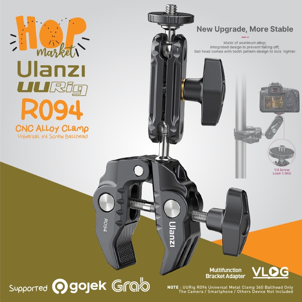 Jual ULANZI UURIG R094 Metal Clamp with 360 Rotate Ball Head & Magic ...