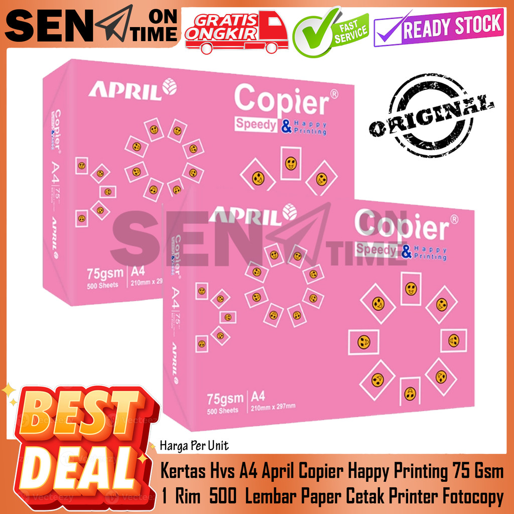 Jual April Kertas A4 April Copier Happy Printing 75gsm 1 Rim Per Pack ...