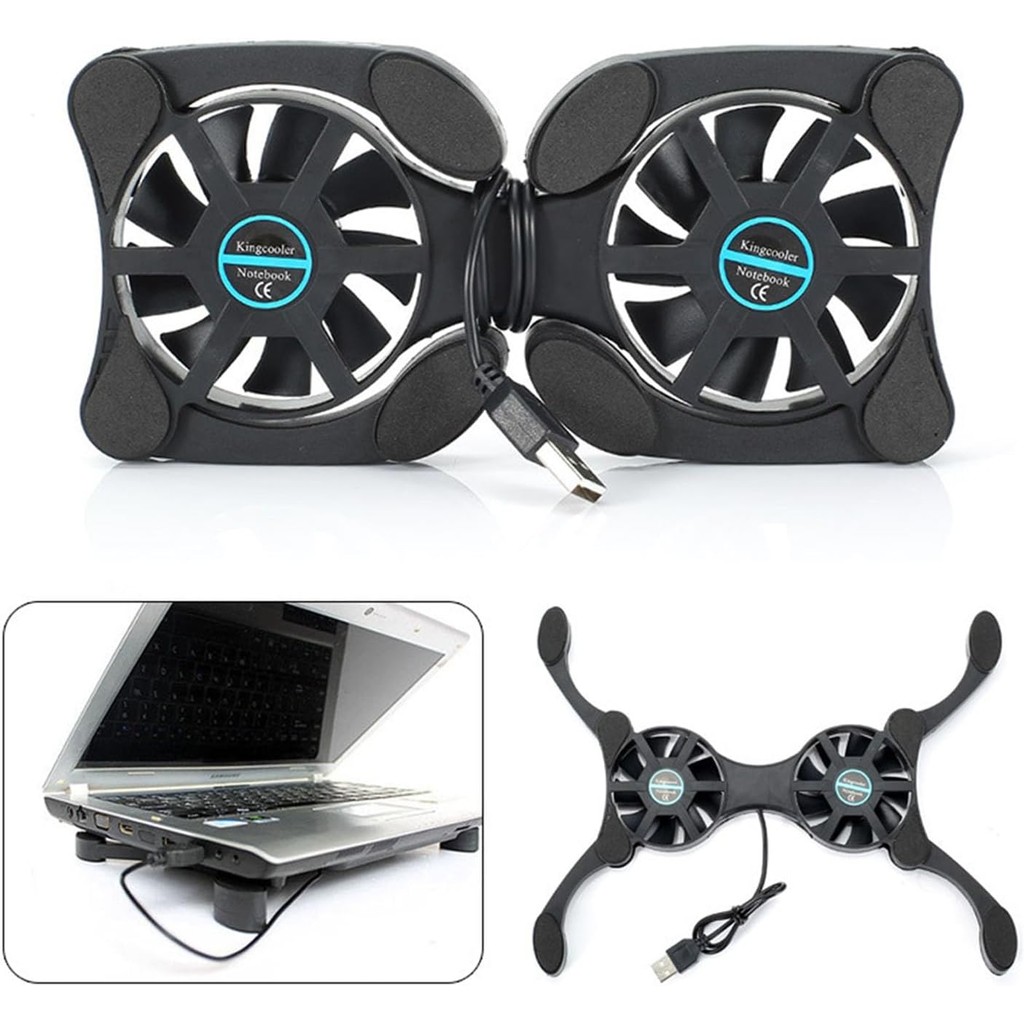 Jual Foldable Cooling Pad Laptop Cooler with Double Fans Laptop Stand ...