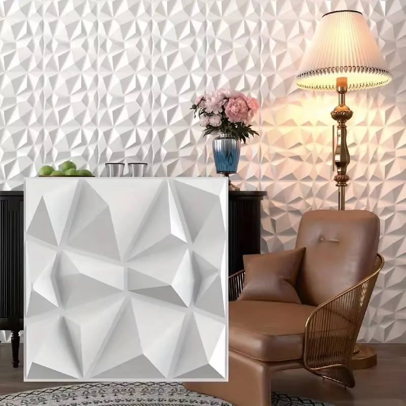 Jual KUUJOJO PVC3D Wall Panel Diamond for Interior Wall Décor in White ...