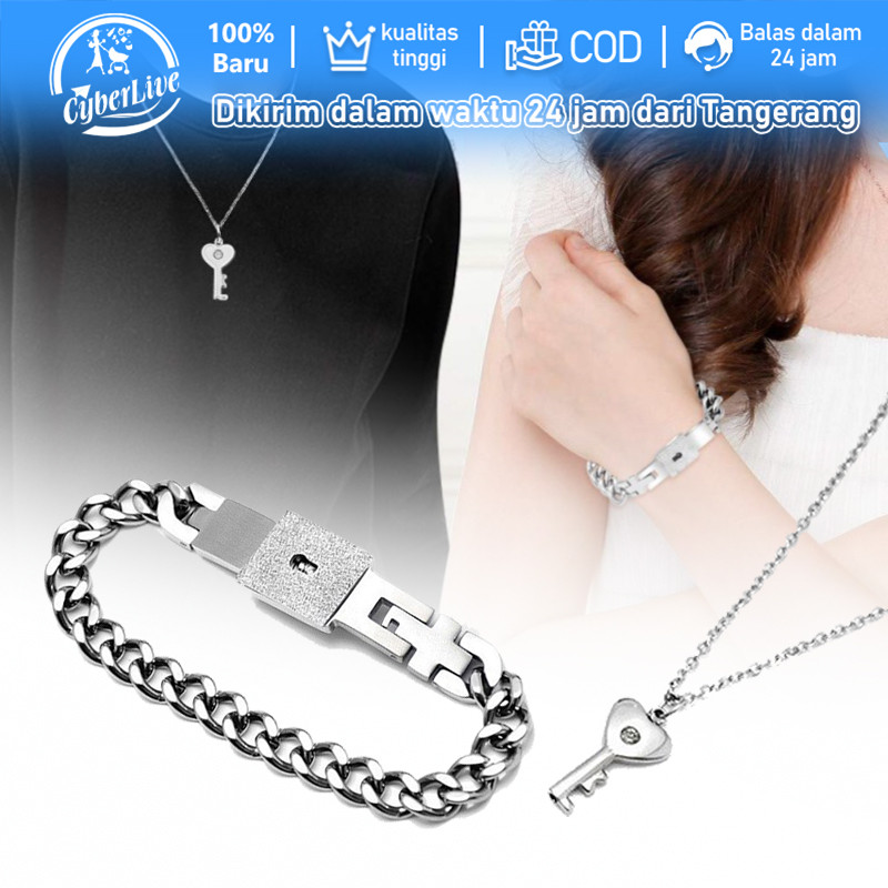 Jual Set Couple Gelang Kalung Kunci Cinta Bracelet Choker Set