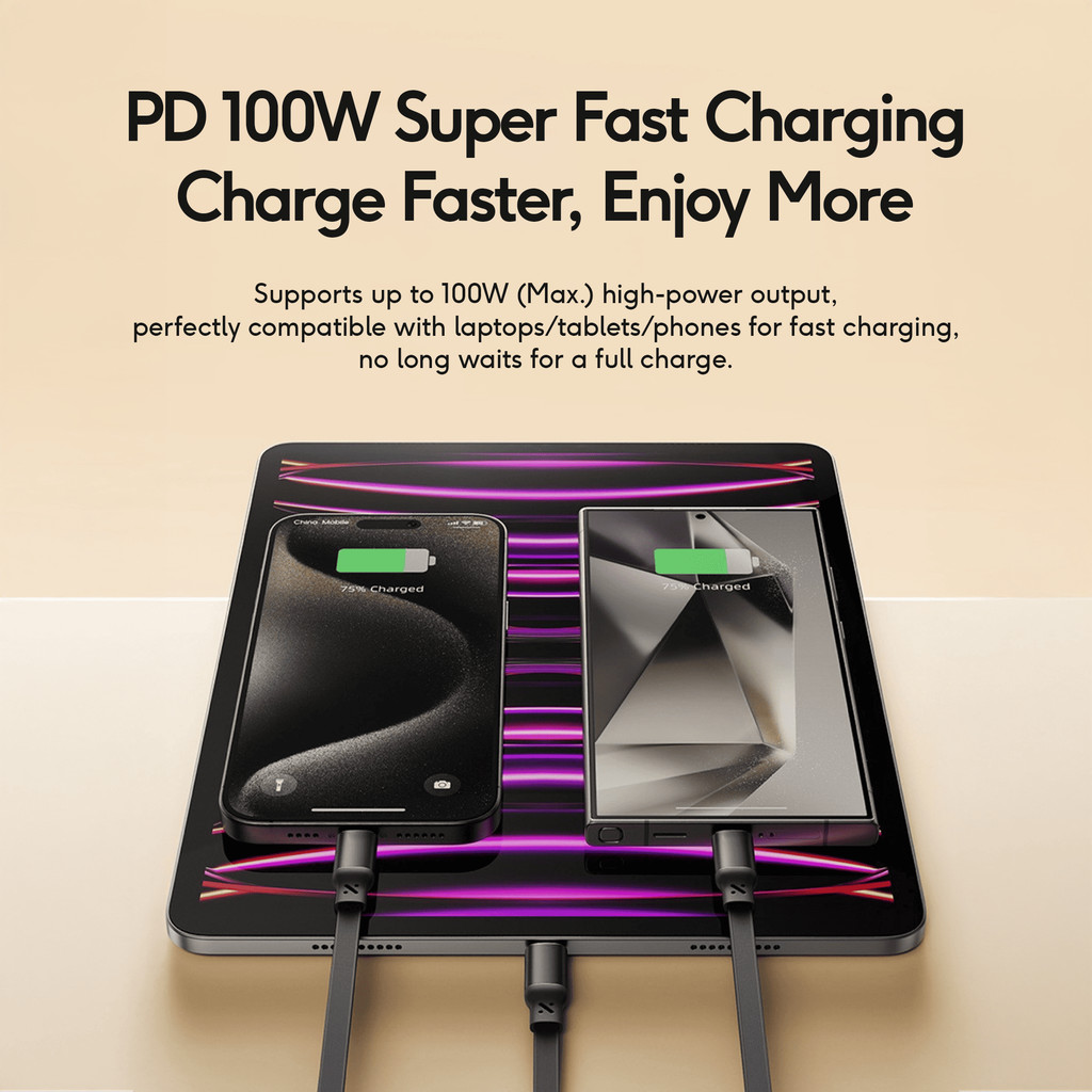 Jual KiiP RCTC Kabel Data 100W Super Fast Charging Cable Type-C To Type ...