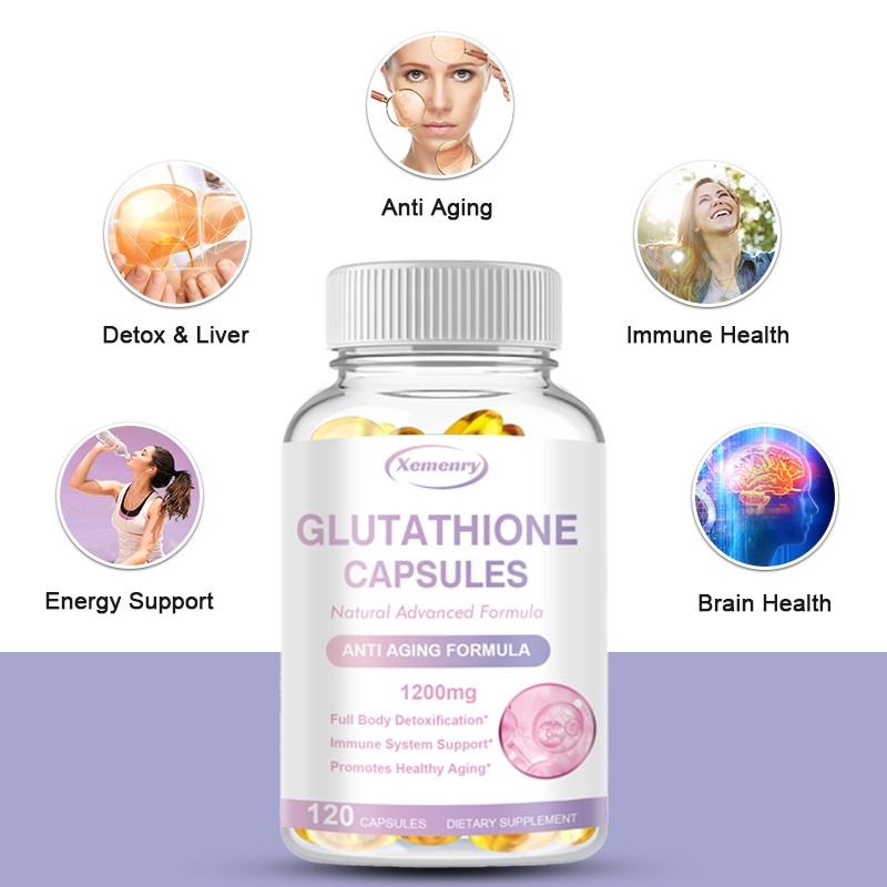Jual Xemenry Glutathione Capsules 1200mg Promote brain health, fight aging,  reduce wrinkles 120pcs Kapsul Glutathione Meningkatkan kesehatan otak,  melawan penuaan, mengurangi kerutan