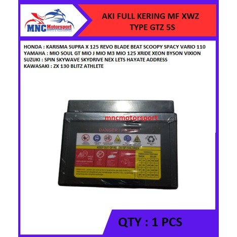Jual AKI BATTERY FULL KERING XWZ KODE 5S ZX 130 BLITZ ATHLETE
