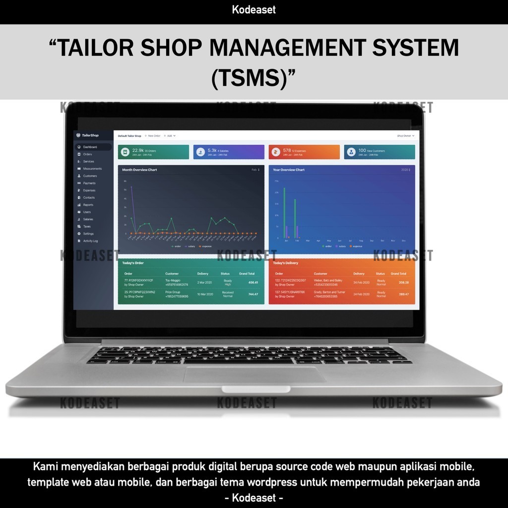 Jual SOURCE CODE APLIKASI WEB TAILOR SHOP MANAGEMENT SYSTEM (TSMS) D304 ...
