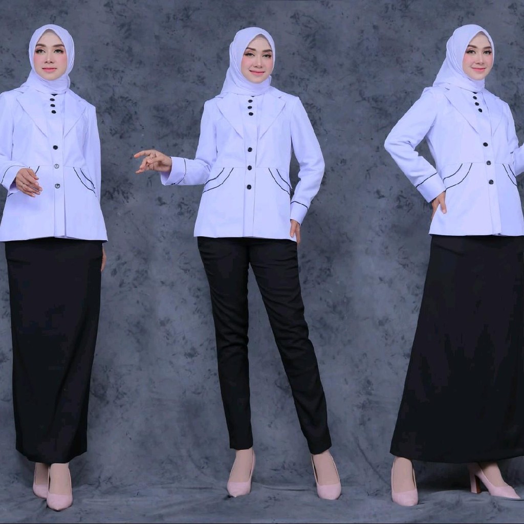 Jual Seragam Kerja Baju Dinas hipu rompi baru kombinasi hitam setelan ...