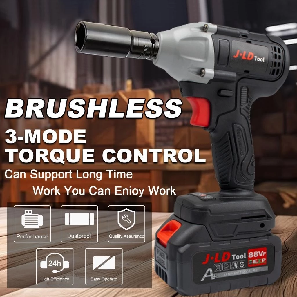 JLD Impact Wrench Cordless 350N.m Brushless Impact Baterai Impact Pembuka Baut Impact Jld Original 48S Hanya Mesin Saja Unit Only - foto 1