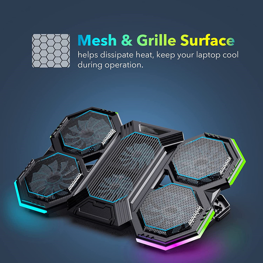 Jual Ergonomic 6 Fans Comfort Notebook Cooler RGB Gaming Laptop Cooler ...