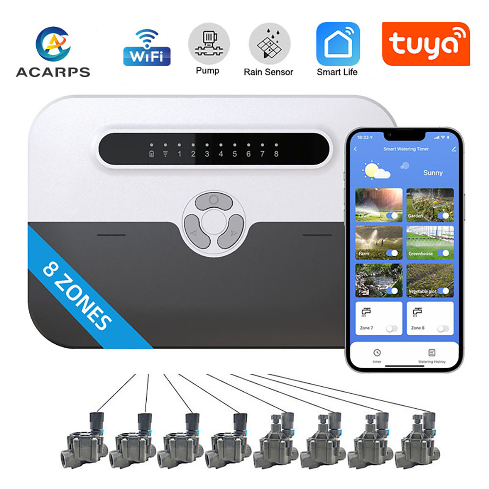 Jual WiFi 8 Zone Smart Sprinkler Controller, Supports Rain Sensor Pump ...