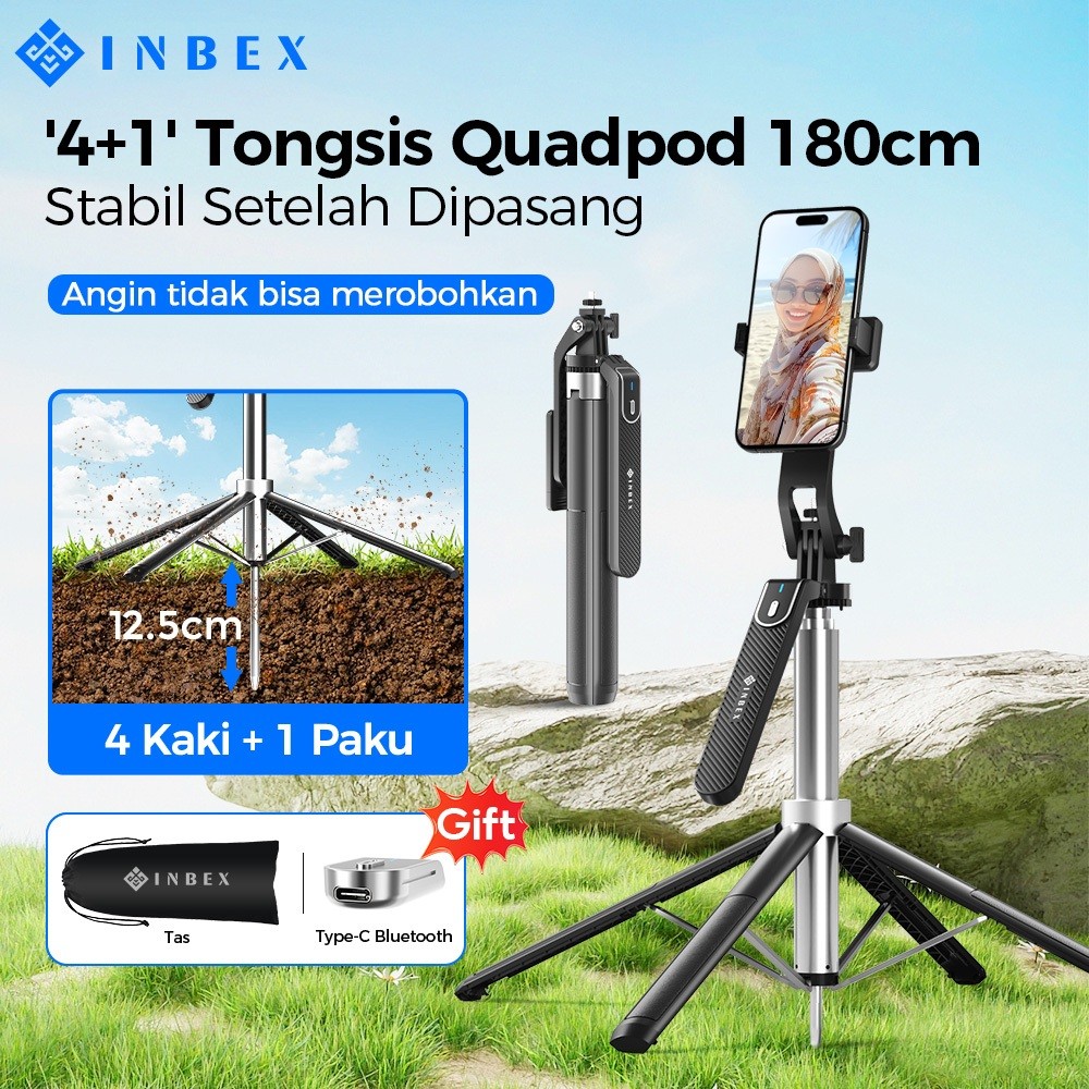 Jual INBEX IB180 Tripod Tongsis Quadpod Handphone Bluetooth 1.8m ...