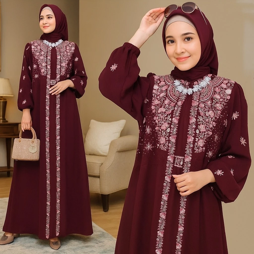 Vallina Outfit Rabbania Maxy Dress tampilan depan