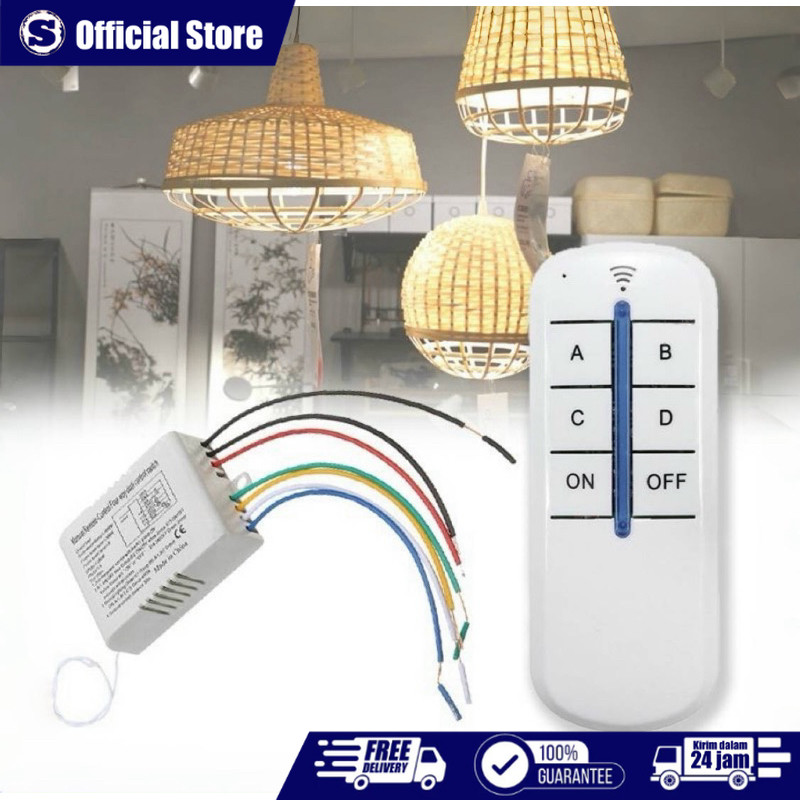 Jual 220v Saklar Remote 4 Channel 4x1000w / Remote Control Switch 4 Way ...