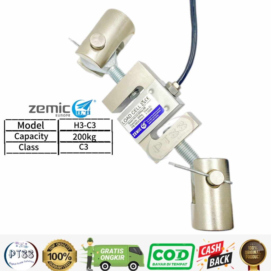 Jual Load cell Zemic H3-C3 200kg + mounting/ load cell tarik 200kg ...