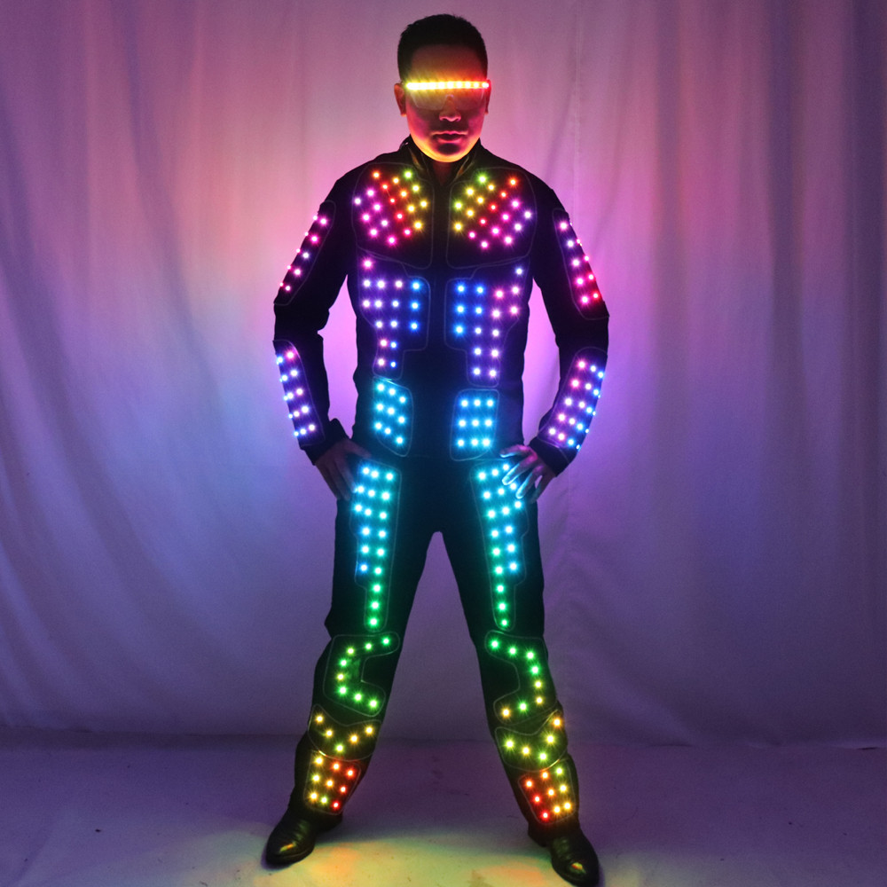 Jual Full Color LED Robot Suit Stage Dance Costume Tron RGB Light up ...